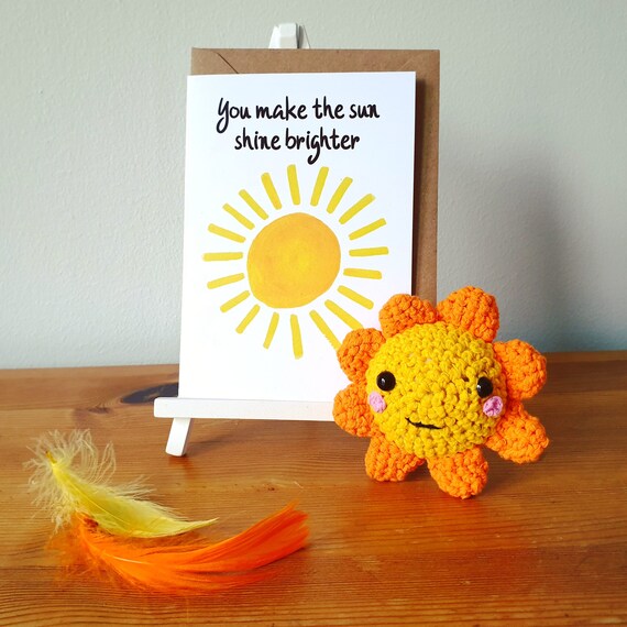 Sunshine crochet and greeting card gift set | Random Act of Kindess, Uplifting, Joy, Gift set, Card writing service, Ray of Sunshine, RAOK