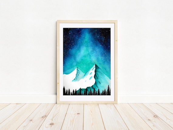 Enchanted Mountains - A4 watercolour print | Contemporary art, home decor, wanderlust