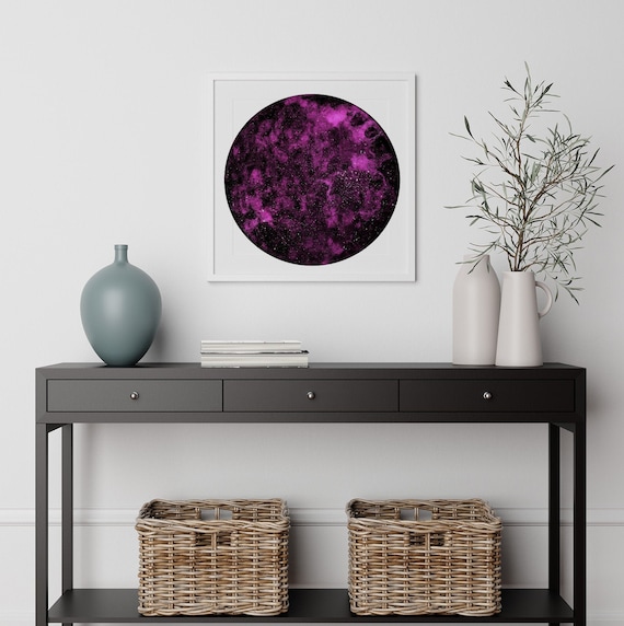 Violet moon watercolour print