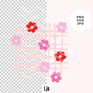 Illustration florale abstraite en grille | Graphisme floral moderne PNG | Design floral minimaliste pour impressions, cartes et projets créatifs