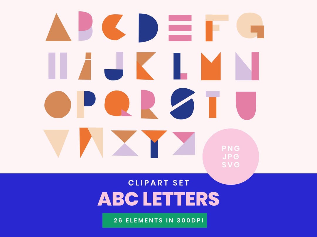 Alphabet Clipart Set A-Z – Modern ABC Letters – 26 Elements – Png Jpg ...