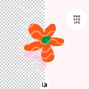 Bloemclipart PNG | Moderne bloemenillustratie | Speelse bloemafbeelding
