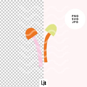 Modern Mushroom Illustration | Minimal Clipart PNG | Playful Graphic Element for Cards, Stickers & Print Projects