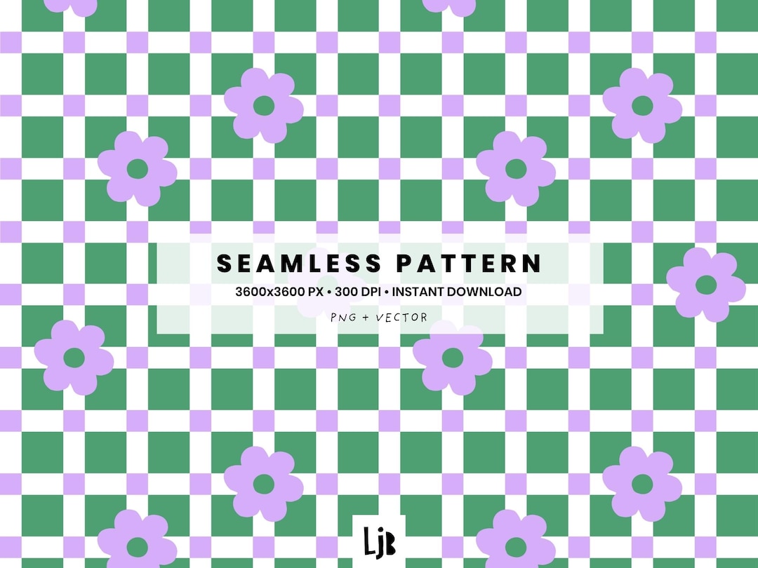 Floral Checkerboard Seamless Pattern – Gingham Allover Digital Tile ...