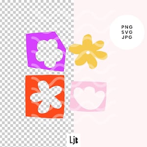 Abstract Flower Shapes Clipart | Modern Floral Illustration Set PNG | Graphic Elements for Cards, Prints & Design Projects