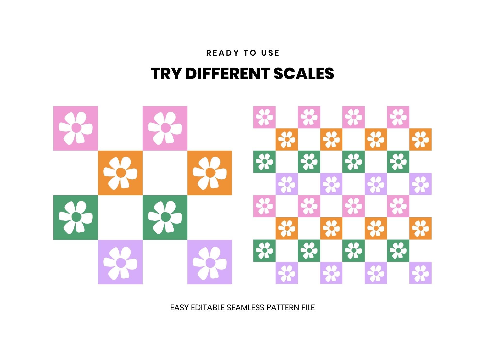 Floral Checkerboard Seamless Pattern – Colorful Allover Digital Tile ...