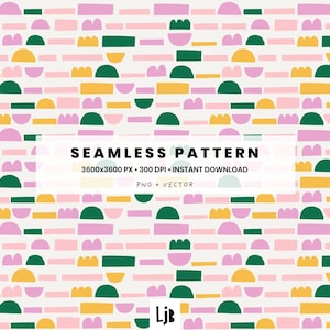 Abstract Joyful Seamless Pattern – Playful Shapes Digital Tile (PNG) – Modern Allover Print for Creative Projects