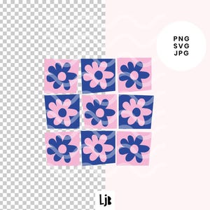 Flower Tile Clipart Set | Modern Floral Illustration PNG | Abstract Flower Tiles for Cards, Stickers & Creative Projects