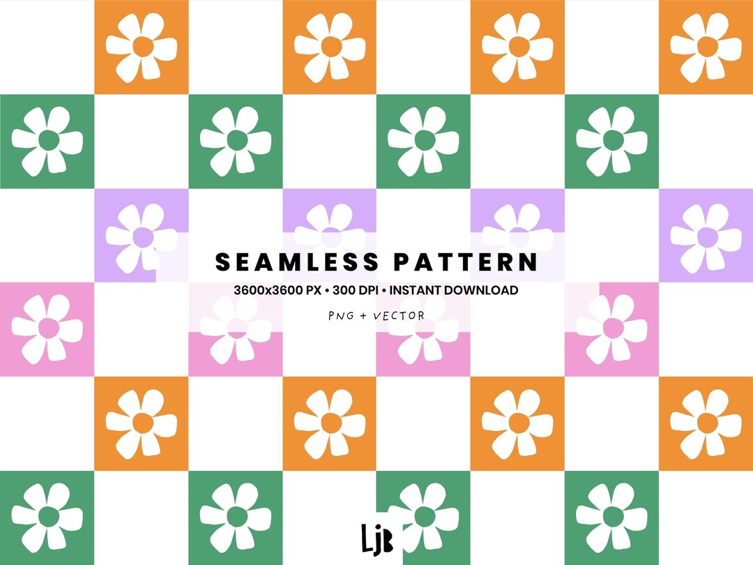 Floral Checkerboard Seamless Pattern – Colorful Allover Digital Tile ...