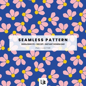 Floral Seamless Pattern – Bold Daisy Allover Print – Modern Fabric Design – Digital Pattern Tile PNG + Vector