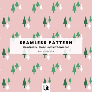 Pine trees seamless pattern – Christmas Trees Digital Tile (PNG) – Holiday Allover Print for DIY Crafts