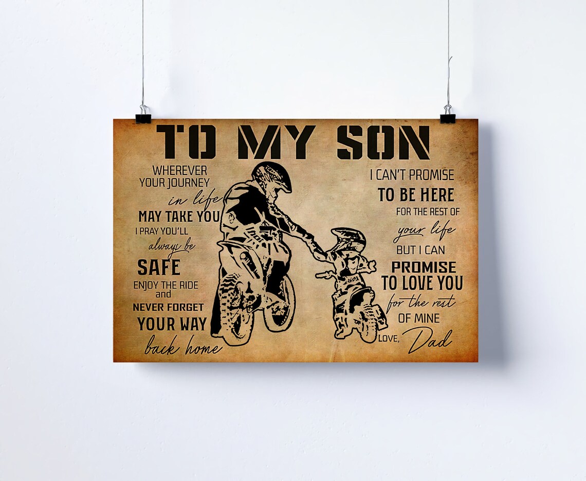 Motorcycle To My Son Poster Dad And Son Poster Love Biker Etsy