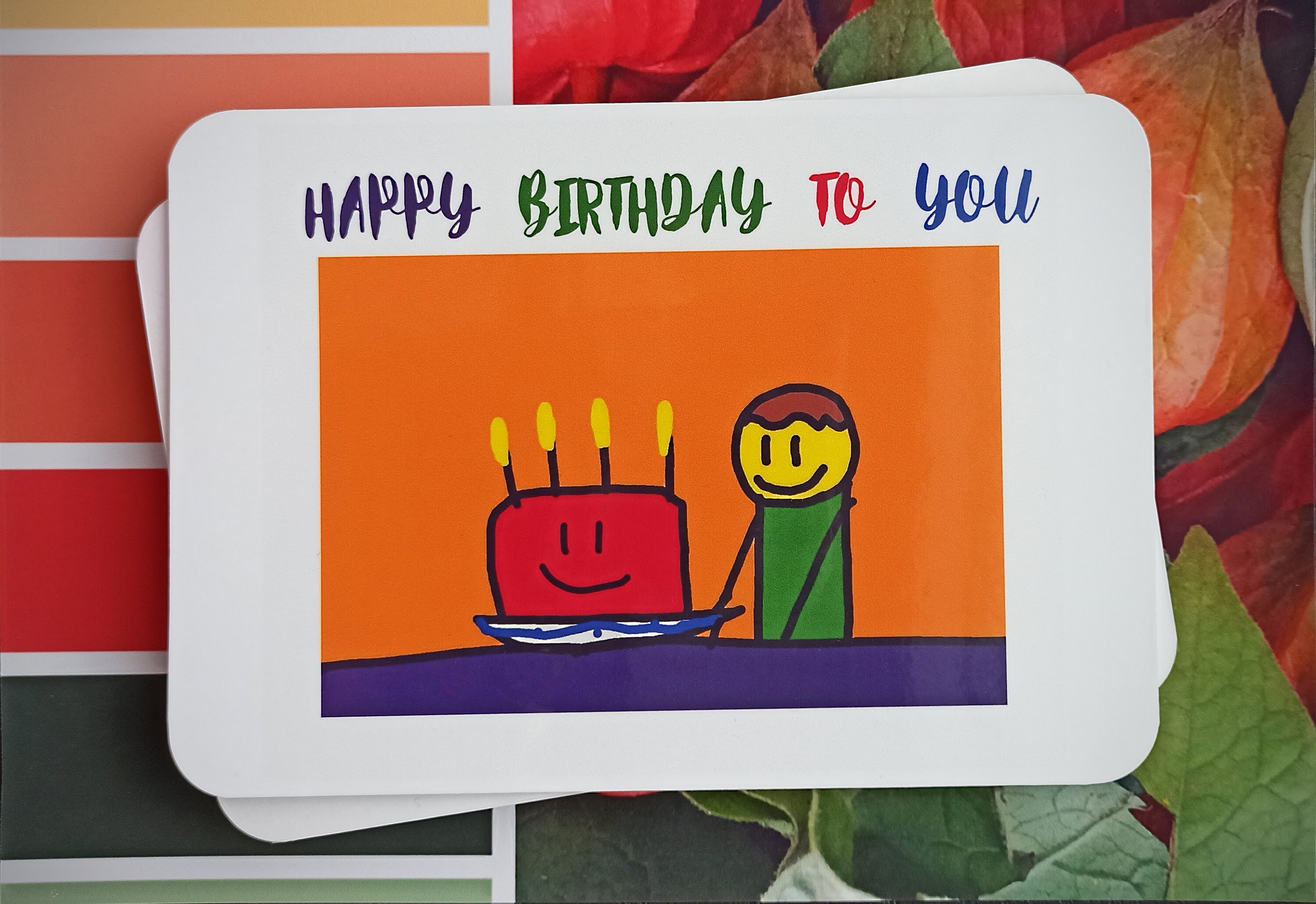 BIRTHDAY/A wonderful postcard made by a boy with autism a Etsy