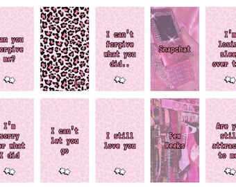 May include: Pink and white digital collage with text overlays. The text includes phrases like "Can you forgive me?" and "I'm losing sleep over this".