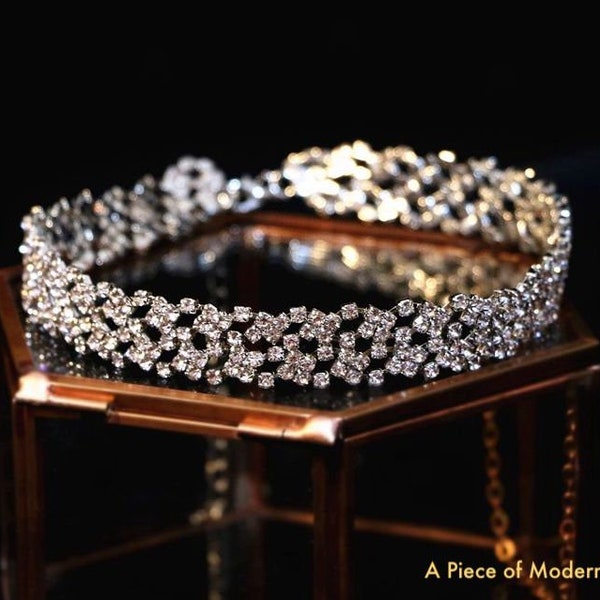 Brauthalskette Halsreifen Cubic Zirconia Crystal, Luxusqualität Halskette, Brautschmuck