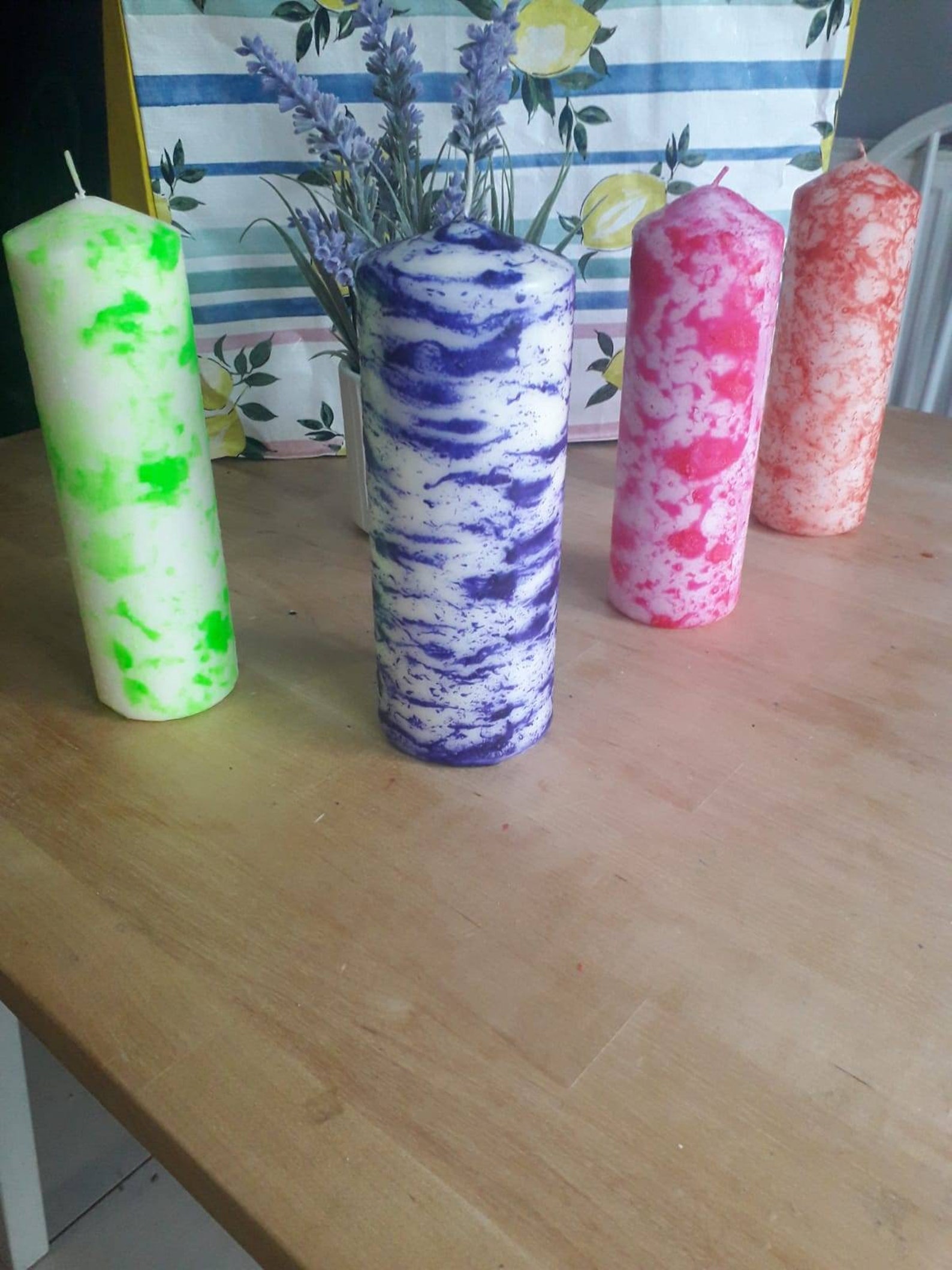 Handmade Tie Dye Pillar Candles Etsy