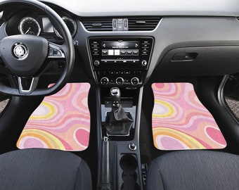 Retro Pink Boho Car Floor Mats, Hippie Car Mat, Car Accessories Gifts, Stoner Gifts, Retro Car Accessories, Interior Car Decor, Vintage Car