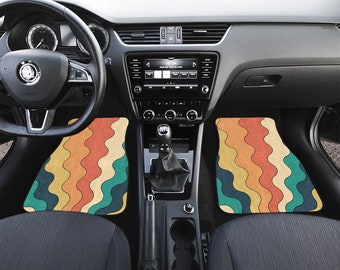 Vintage 70s Wave Car Floor Mats, Hippie Car Mat, Car Accessories Gift, Stoner Gift, Retro Car Accessories, Interior Car Decor, Vintage Car