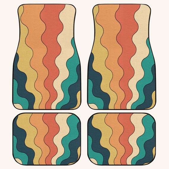 Vintage 70s Wave Car Floor Mats Hippie Car Mat Car Accessories Gift Stoner Gift Retro Car Accessories Interior Car Decor Vintage Car Etsy