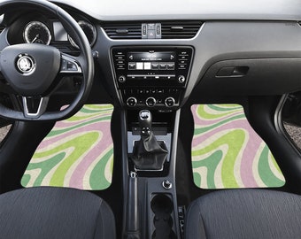 Retro Vintage Wave Car Floor Mats, Hippie Car Mat, Car Accessories Gift, Stoner Gift, Retro Car Accessories, Interior Car Decor, Vintage Car