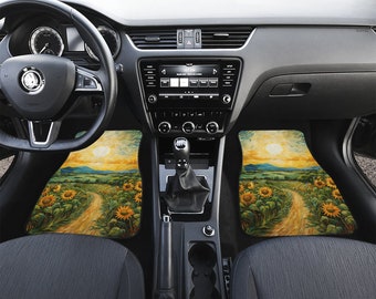 Sunflower Art Car Floor Mats, Hippie Car Mat, Starry Night Car Mats, Car Accessories, Retro Car Accessories, Interior Car Decor, Vintage Car