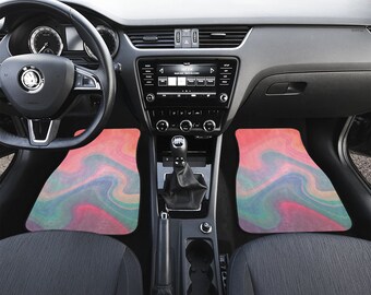 Retro Colorful Wave Car Floor Mats, Hippie Car Mat, Car Accessories Gift, Stoner Gift, Retro Car Accessories, Interior Car Decor,Vintage Car