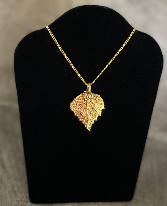 Gold Leaf Pendant Necklace on a Gold Chain Etsy
