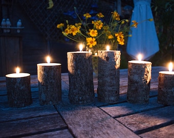 Log Tea Light Holder/ Rustic Centre Piece