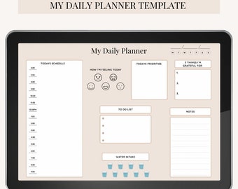 Daily planner, digital daily planner, blank undated planner template, daily planner for iPad GoodNotes, daily journal