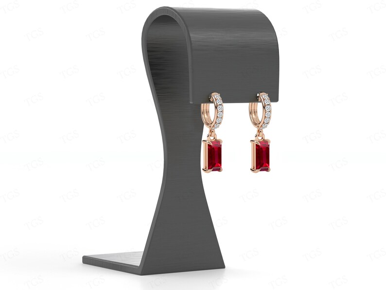 Art Deco Ruby Earrings for Her Vintage Ruby Wedding Hoop Earrings 925