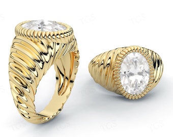 Anillo de sello único de topacio blanco para mujer, anillo de sello vintage de reliquia, anillo de plata de ley 925 con topacio blanco, anillo unisex para mujer.