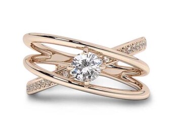 14k Gold Moissanite Verlobungsring für Frauen Einzigartige Moissanite Infinity Style Ehering Solitär Edelstein Moissanite Ring Geschenk für sie