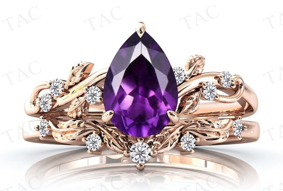 Amethyst engagement deals ring etsy