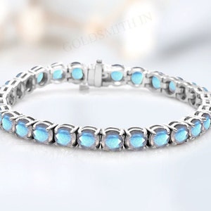 Natural Labradorite Bracelet For Women 925 Sterling Silver Labradorite Wedding Bracelet Art Deco Tennis Bracelet For Her Anniversary Gift
