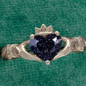 Unique Blue Sapphire Claddagh Engagement Ring Heart Shaped Claddagh Wedding Ring Vintage Bridal Anniversary Ring Antique Women Promise Ring Etsy