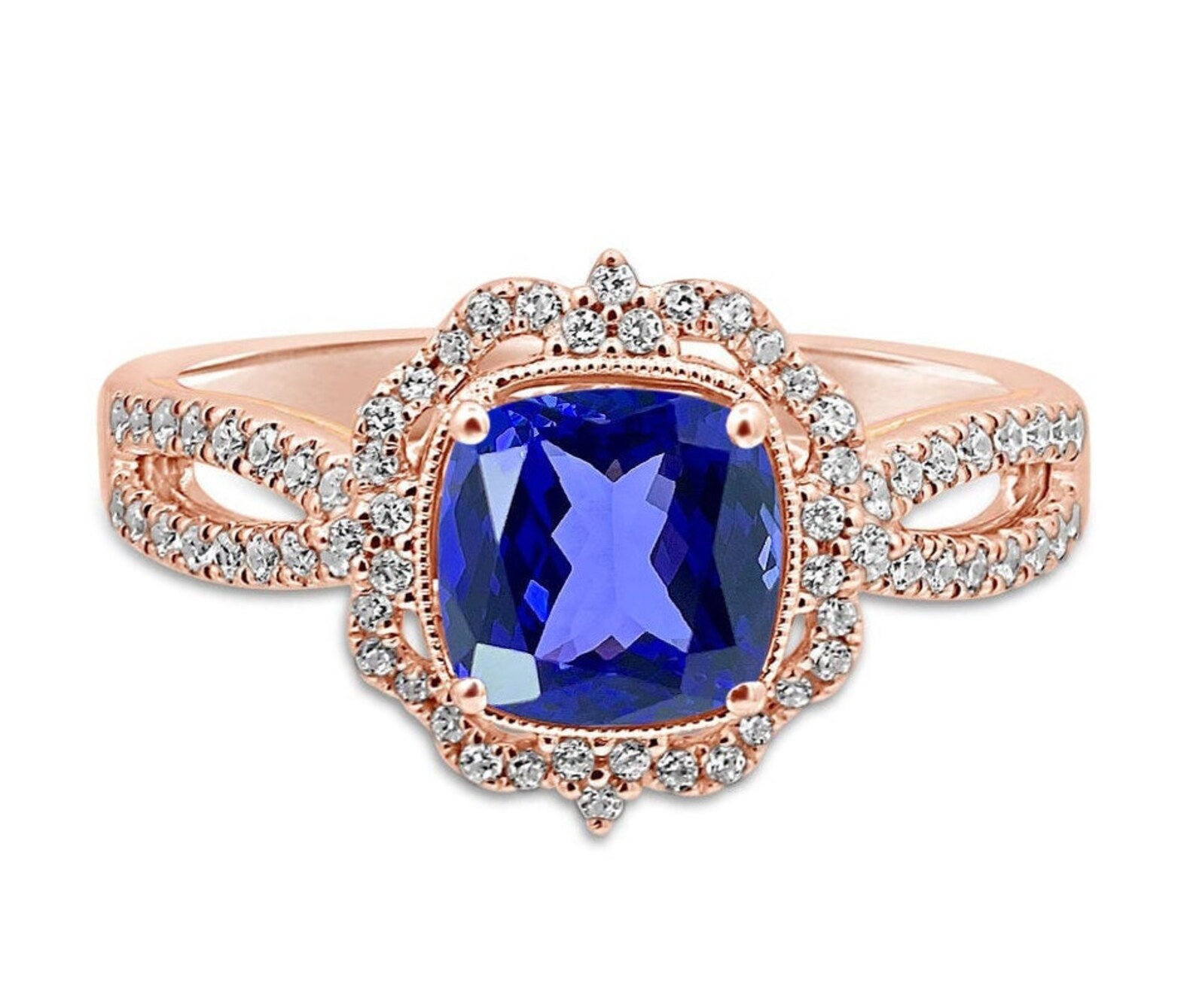 Unique Tanzanite Wedding Ring Antique Art Deco Tanzanite