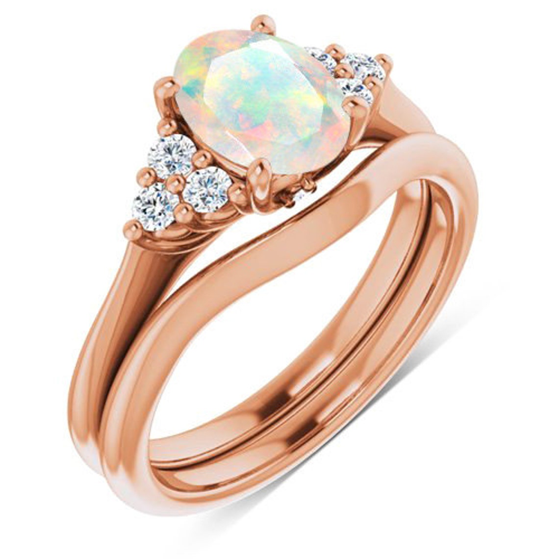 Unique Fire Opal Engagement Ring Vintage Opal Wedding Ring Art Etsy