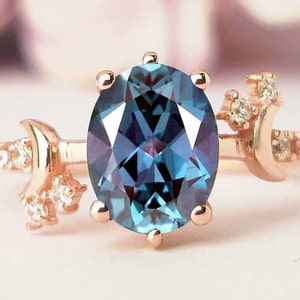 Moon Of My Life Alexandrite Engagement Ring Antique Art Deco Wedding Ring Oval Vintage Bridal Anniversary Ring Unique Promise Ring For Women