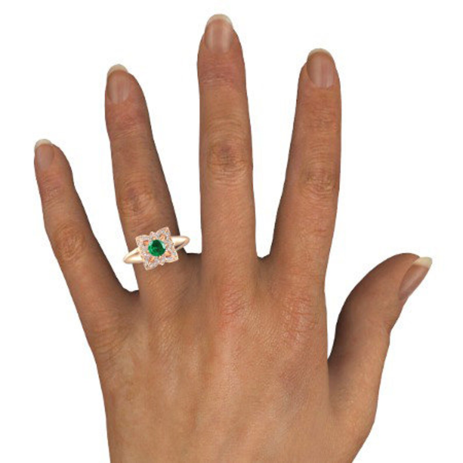 Lab Created Emerald Engagement Ring Emerald Art Deco Wedding Etsy