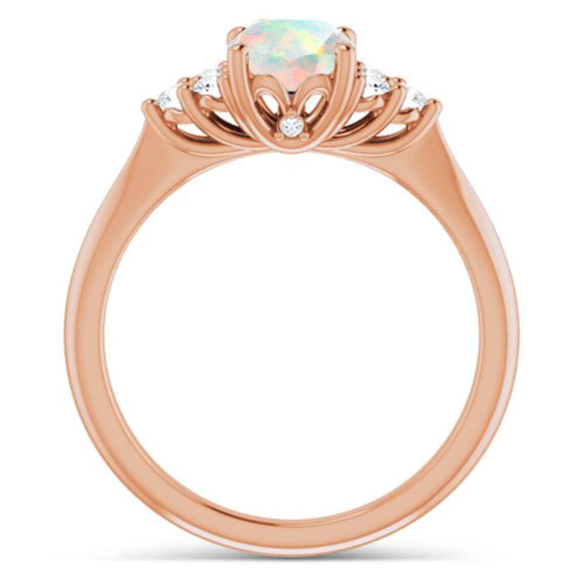 Unique Fire Opal Engagement Ring Vintage Opal Wedding Ring Art Etsy