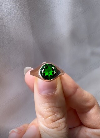 Anello In Argento Sterling 925 Con Diopside Verde - Gioiello Da Sposa O Per Tutti I Giorni, Pietra Cromata, Regalo Per Lei, Taglia Regolabile