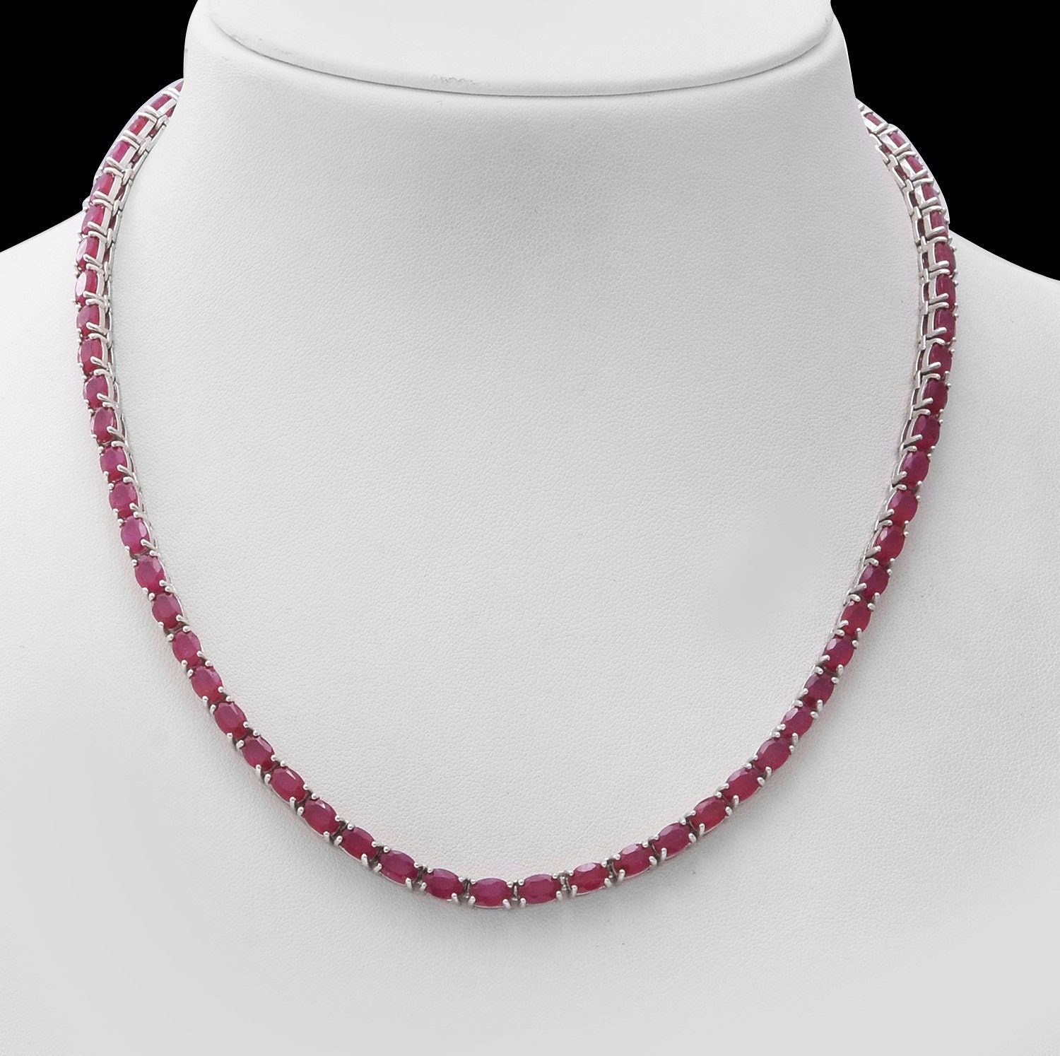 Oval Cut Ruby Necklace 925 Sterling Silver Ruby Necklace Ruby