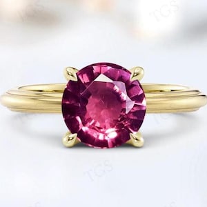 2ct Unique Rhodolite Garnet Ring For Her 14k Gold Rhodolite Garnet Solitaire Engagement Ring Delicate Garnet Bridal Anniversary Gift For Her