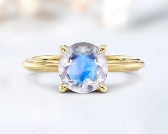 2ct Moonstone Wedding Ring For Her 925 Silver Moonstone Ring Unique Solitaire Engagement Ring unique Bridal Promise Ring Anniversary Gift