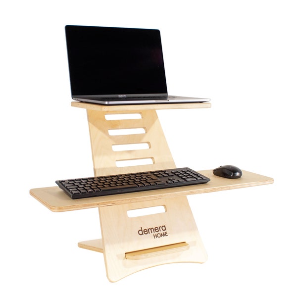 Bureau debout - Support réglable pour PC et ordinateur portable - en bois