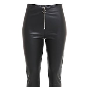 Multi Pants - Snakeskin Faux Leather Pants - Front Zipper FLy Pants