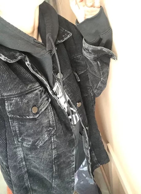 Distressed Black Corduroy Shacket Jacket - Etsy