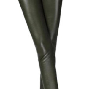 K&ouml;nnte beinhalten: Dunkelgr&uuml;ne Leggings aus Kunstleder mit hoher Taille.