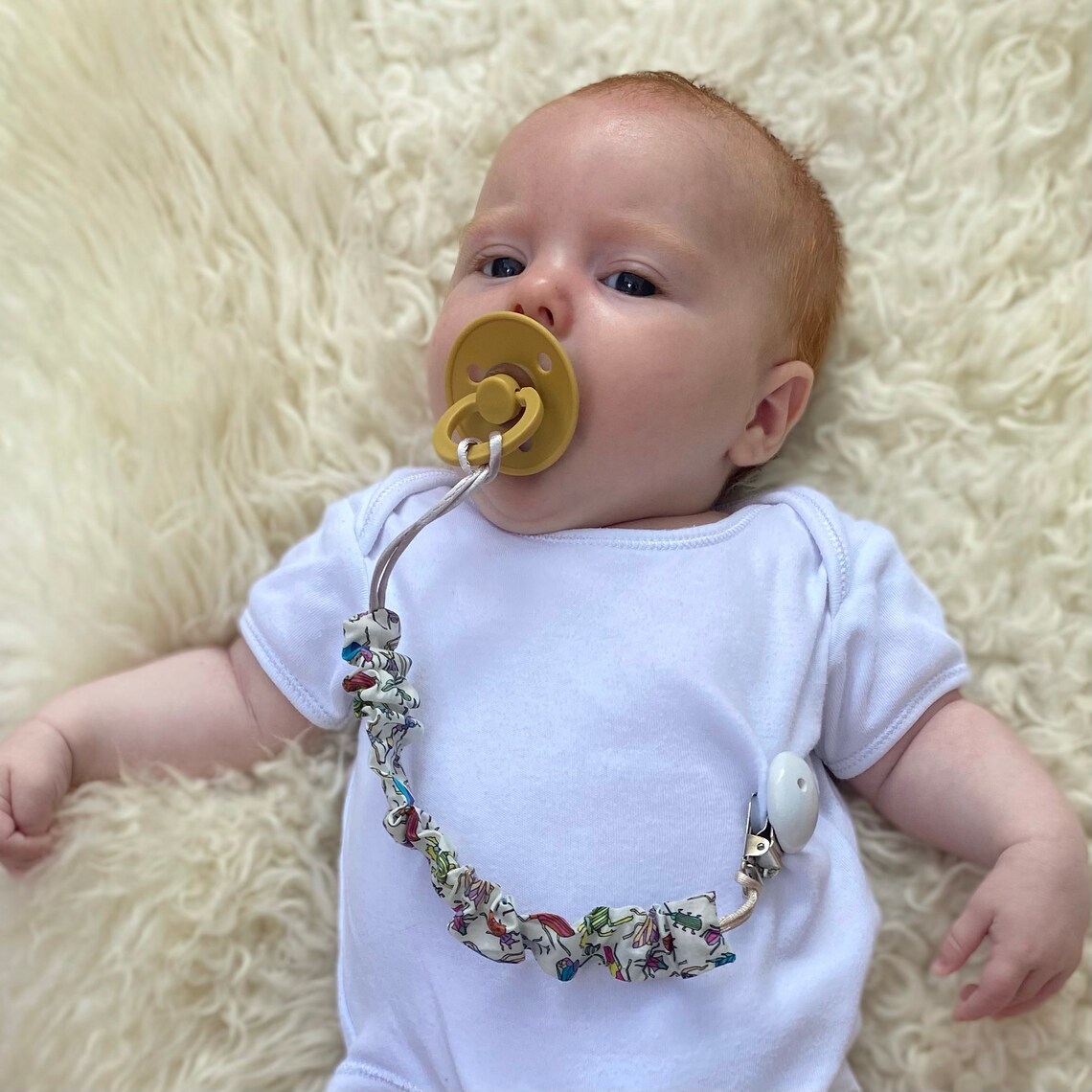 Baby Dummy Chain / White Wood Dummy Clip / Infant Dummy Clip / Etsy