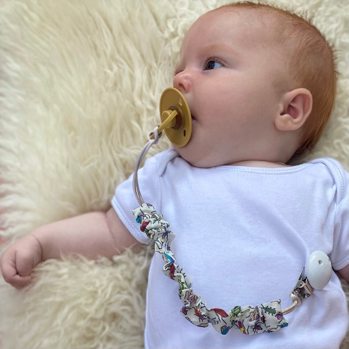 Baby Dummy Chain / White Wood Dummy Clip / Infant Dummy Clip / Etsy